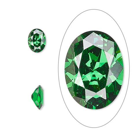 Gem Cubic Zirconia Emerald Green 8x6mm Faceted Oval Mohs Hardness 8
