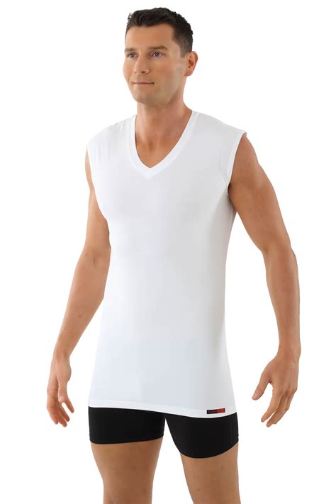 Albert Kreuz Men S Functional Coolmax Undershirt Sleeveless With V Neck White