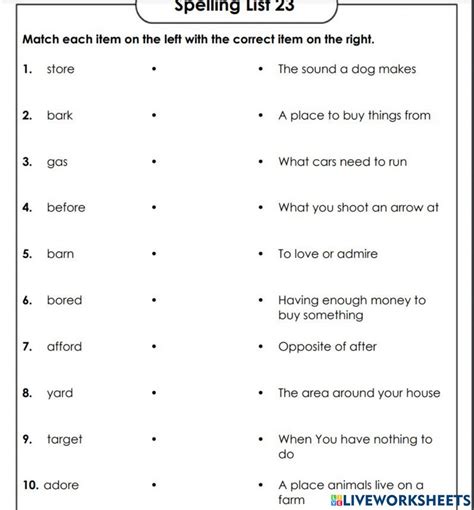 Ejercicio Interactivo De Spelling List Words