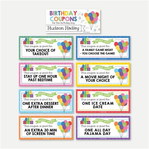 Printable Birthday Coupon Template Editable T Voucher Etsy