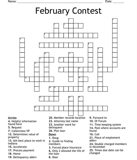 February Contest Crossword Wordmint