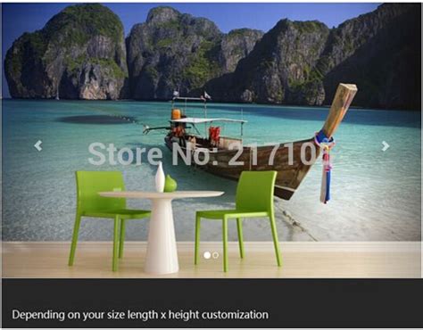 Custom 3d Stereoscopic Wallpaper Mural Thailand Beach Boat For The