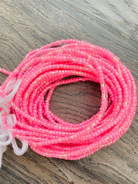 Pink And Clear African Waist Bead Belly Beads Seed Beads Ghana Waist