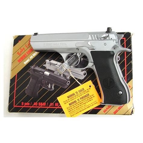 Imi Baby Eagle 9mm Caliber Pistol Excellent Condition With Chrome