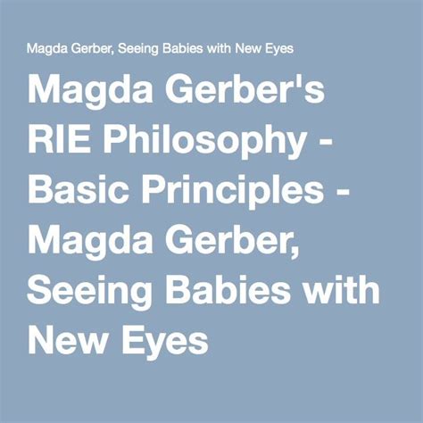 Magda Gerber's RIE Philosophy - Basic Principles | Magda ...