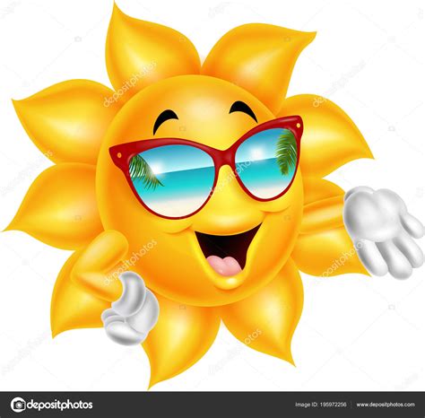 Cartoon Cartoon Sun Character Wearing Sunglasses Stock Illustration By