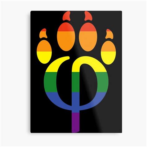 Gay Furry Pride Fandom Paw Phipaw Lgbt Rainbow Furries Metal Print