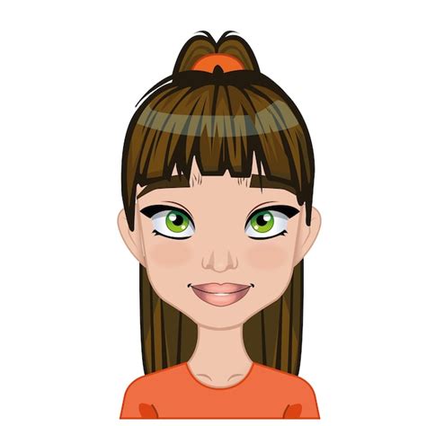 avatar linda chica de dibujos animados vector premium