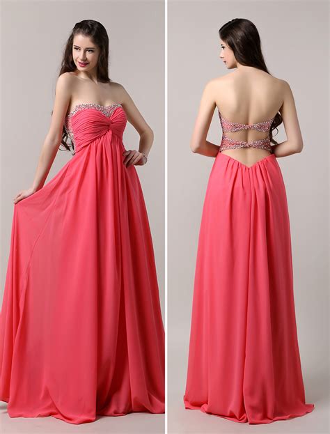 Strapless Sweetheart Chiffon Dress With Low Back Milanoo Com