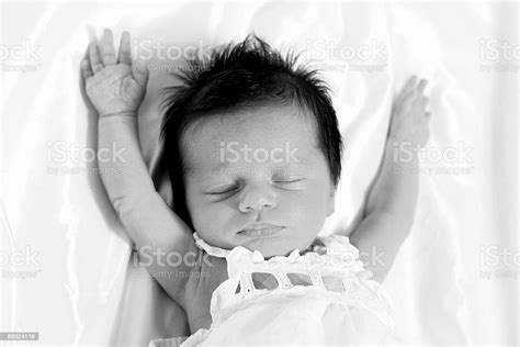 Baby Girl Sleeping With Arm Up Stock Photo Download Image Now