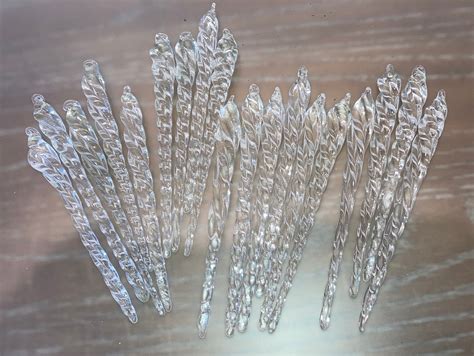 18 Glass Icicle Ornaments 5 12 Clear Glass Icicles 5 Etsy