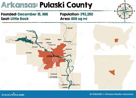 Mapa De Arkansas O Condado De Pulaski Ilustração Do Vetor Ilustração