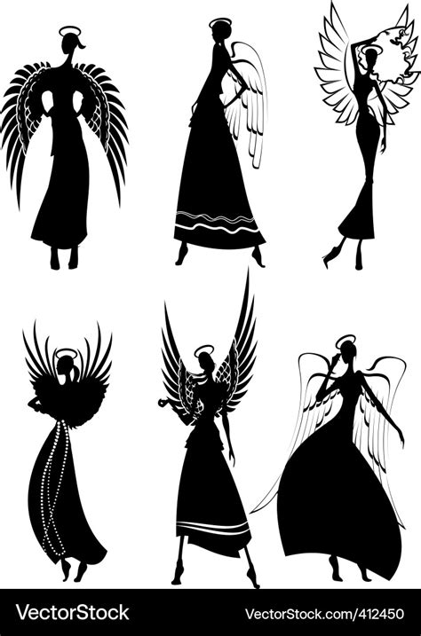 Angel Silhouettes Royalty Free Vector Image Vectorstock