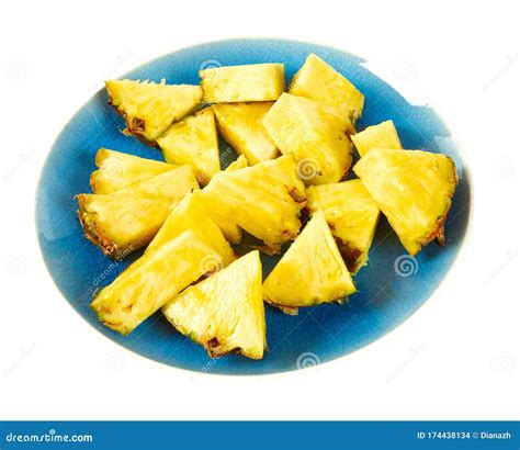 Pieces Of Pineapple Isolated On White Stock Photo Image Of Pineaple