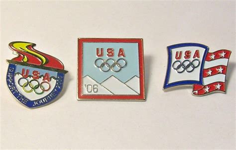 3 Olympic Pins Team Usa 1 Visa And 2 Aminco Pinbacks Show Your Usa