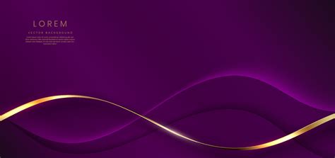 Abstract 3d Curved Violet And Gold Ribbon On Violet Background With