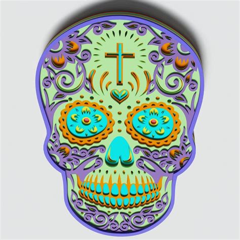 Multilayer Sugar Skull Mandala S1 Dxf Svg Vector Mexican Etsy
