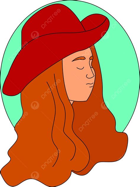 ناقلات مصورة لفتاة ترتدي قبعة حمراء على خلفية بيضاء المتجه جذاب بريق