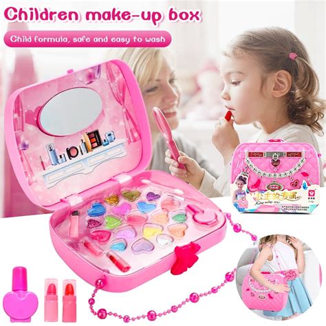 Lnkoo Kids Makeup Kit For Girl With Mirror Pretend Real Washable Non