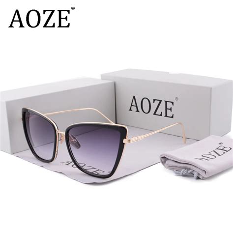 Aoze New Brand Womens Designer Large Frame Sunglasses Vintage Steampunk Women With Case Uv400