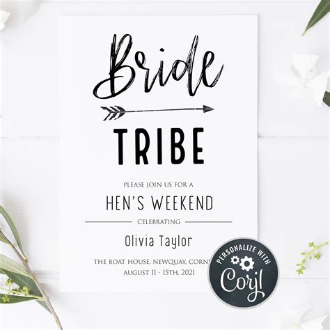 Bride Tribe Hen Weekend Invitation Oh Happy Printables