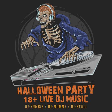 Halloween Party Skeleton Dj Mixed Media By Gallery Of Vintage Designs Fine Art America