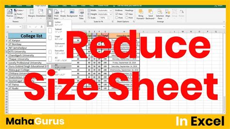 How To Reduce Size Of Excel Sheet Reduce Size Of Excel Sheet Tutorial
