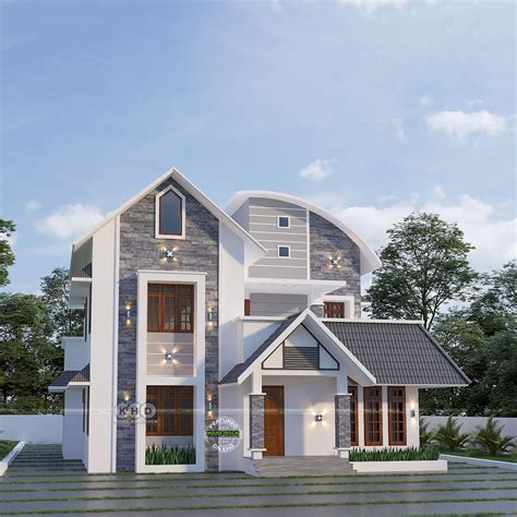 Mixed Roof Kerala Home Design Front Elevation Designs House Elevation