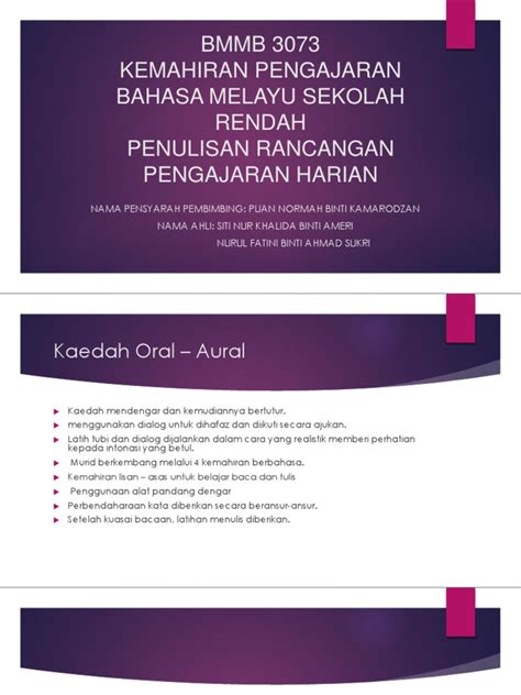 Saya mengajarkan bahasa melayu di sk rimau. BMMB 3073 Kemahiran Pengajaran Bahasa Melayu Sekolah ...
