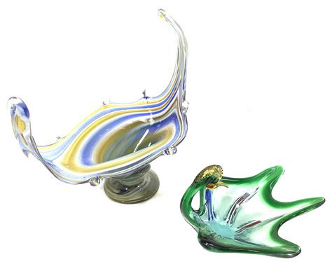 Lot 2pc Murano Art Glass Swan And Vase