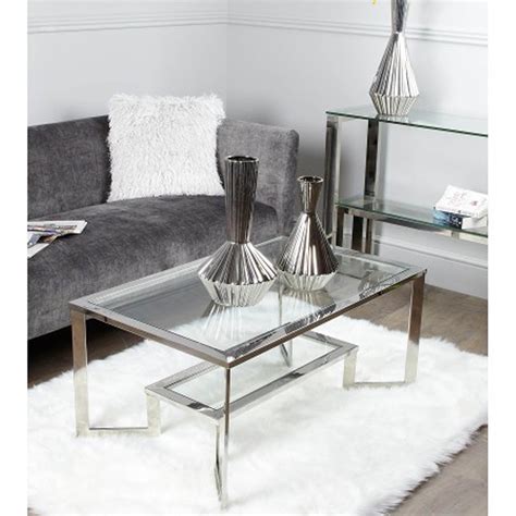 Glass And Chrome Coffee Tables For Sale This Exquisite Piece Features Thick Glass Top And