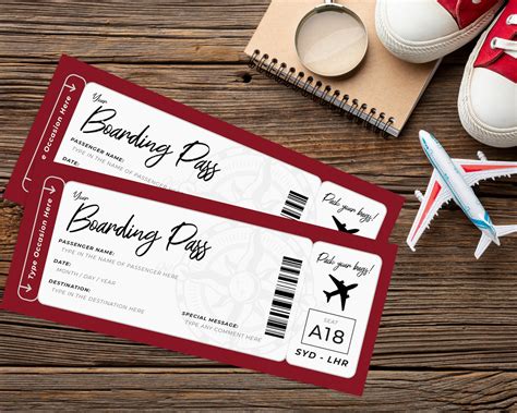 Editable Boarding Pass Template Surprise Airline T Modern Etsy Australia
