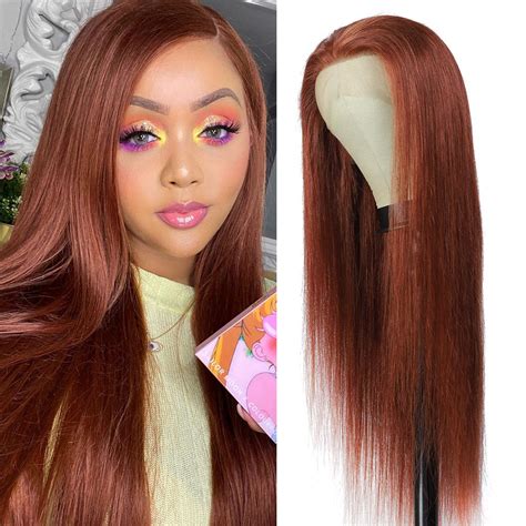 Kemy Hair Custom Cooper Red Human Hair 13x4 Lace Front Wigs 16 26