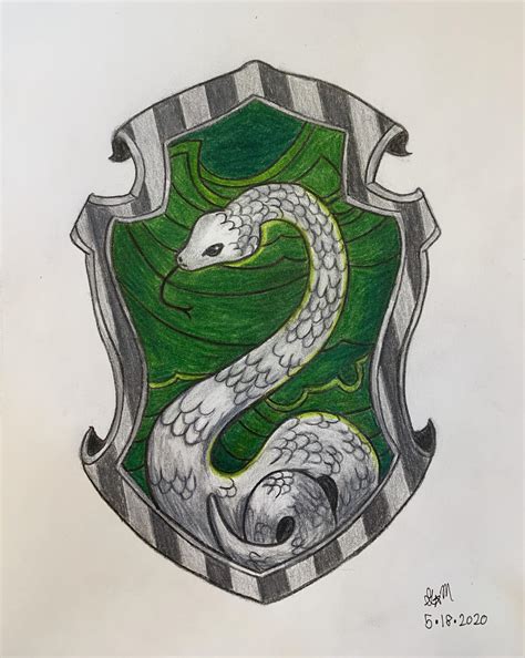 The Completed Drawing Of The Slytherin Crest Stay Cunning Ambitious
