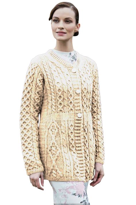 Traditional Irish Cable Knit Cardigan Irish Merino Wool Button Sweater Soft Warm Ebay