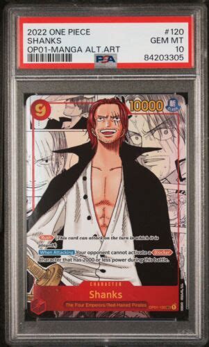 Shanks Manga Alt Art Secret Rare One Piece Card Tcg Psa Gem Mint English Ebay