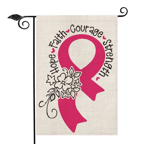 Avoin Breast Cancer Awareness Ribbon Garden Flag Vertical Double Sided