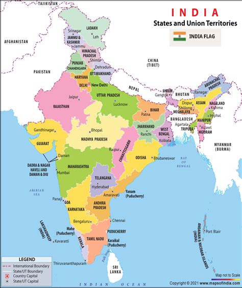 Latest India Map With States And Capitals