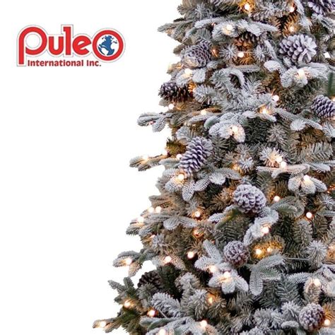 75ft Slim Snowy Yukon Pine Pre Lit Puleo Christmas Tree At68