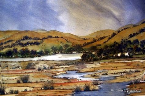Australian Watercolor Landscape By Angela Gannicott Watercolor