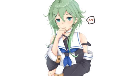 Download Wallpaper 1366x768 Green Hair Anime Girl Yamakaze Kancolle