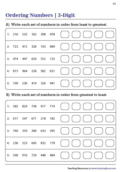Ordering Numbers Worksheets Preschool And Kindergarten Worksheets