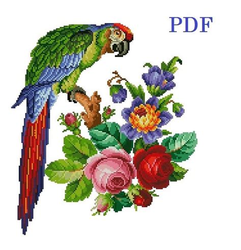 Parrot Cross Stitch Pattern Pdf File Cross Stitch Patterns Floral