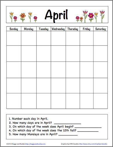 April Calendar For Kids Free Printable Kids Calendar Calendar