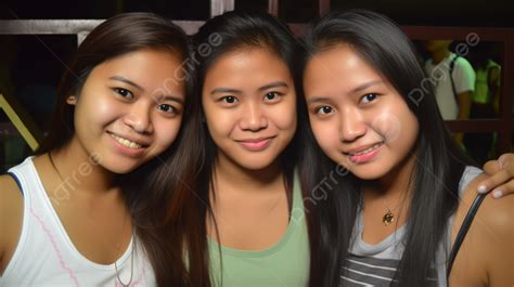 Three Older Philippines Girls In Group Photos Background Peinis