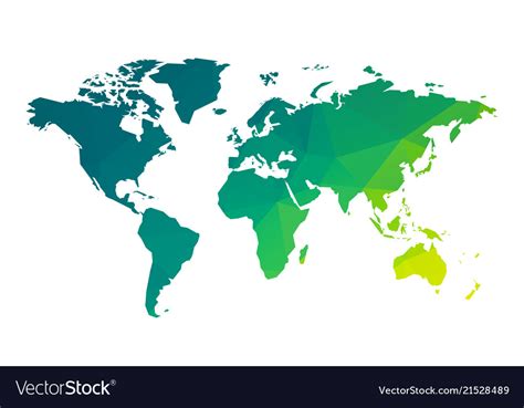 Green Geometric Blank World Map Royalty Free Vector Image