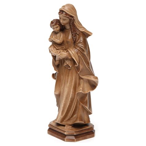 Virgin Mary Statue In Valgardena Wood Baroque Style Multi Pati