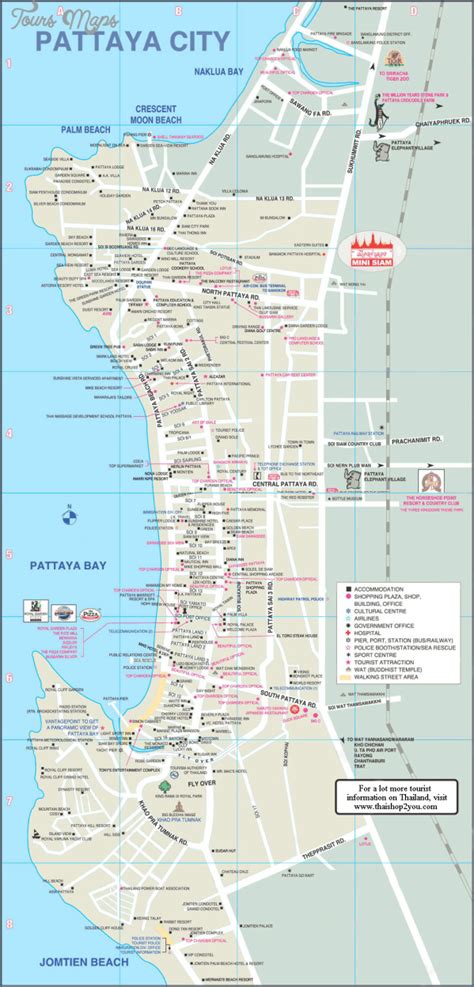 pattaya thailand map tourist attractions