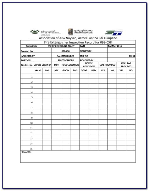 Record your findings with the form fields below. Fire Extinguisher Inspection Checklist Template ...
