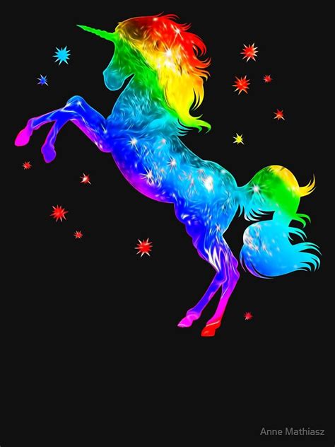 Rainbow Unicorn Stars Galaxy Style Space Classic T Shirt By Anne